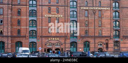 Hamburg, Germany. 12th Feb, 2022. View of the Kehrwieder Theater, a former tobacco warehouse in Hamburg's historic Speicherstadt district. Credit: Markus Scholz/dpa//dpa/Alamy Live News Stock Photo