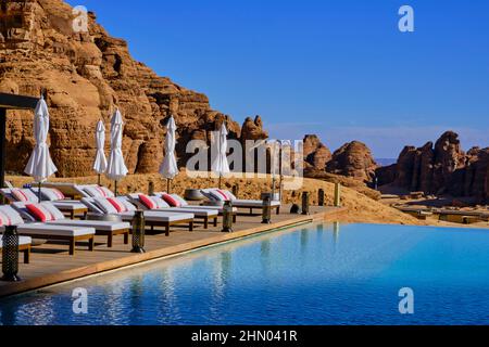 Saudi Arabia, Al Madinah Region, AlUla or Al Ula, Canyon Park resort ...