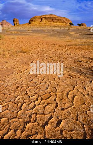 Saudi Arabia, Al Madinah Region, AlUla or Al Ula, Nabatean Tomb In Hegra (Madain Saleh) Archaeologic Site Stock Photo