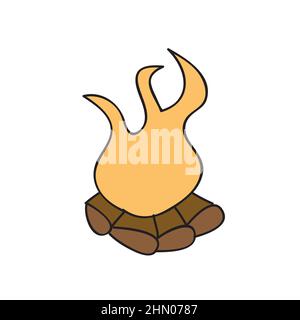 Bonfire - hand drawn vector doodle illustration. Camping element. Isolated on white background. Hand drawn simple element Stock Vector