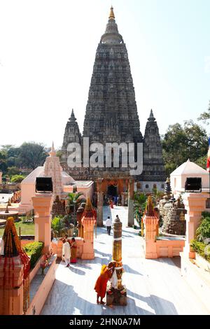 Elaborate entrance to the Mahabodhi Temple in Bodhgaya, India Stock Photo