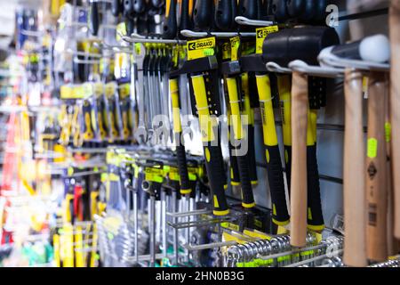 Various repair tools for sale on showcase Stock Photo