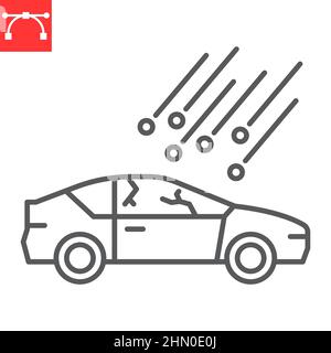 Hail damage line icon, insurance and car accident, hail on the car vector icon, vector graphics, editable stroke outline sign, eps 10. Stock Vector