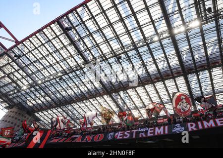 Milan, Italy. 13th Feb, 2022. AC Milan fans during the Serie A match at Giuseppe Meazza, Milan. Picture credit should read: Jonathan Moscrop/Sportimage Credit: Sportimage/Alamy Live News Credit: Sportimage/Alamy Live News Stock Photo