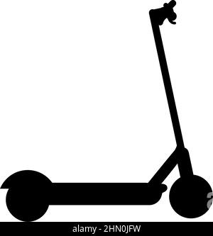 Scooter electric modern technology kick eco transport for city trotinette icon black color vector illustration image flat style simple Stock Vector