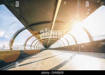 Abstract Futuristic tunnel background with sunlight Stock Photo
