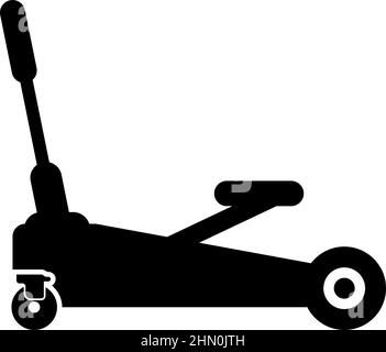 Lifting jack hydraulic car on wheels auto repair service icon black color vector illustration image flat style simple Stock Vector
