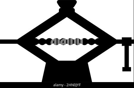 Screw jack lifting equipment mechanism for lifting supported loads of car maintenance scissor shape icon black color vector illustration image flat Stock Vector
