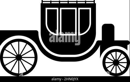 Carriage brougham cart elegance transportation vintage style icon black color vector illustration image flat style simple Stock Vector