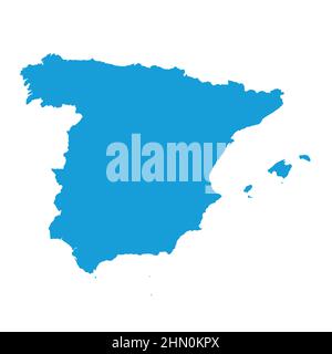 blue map of spain on white Stock Vector