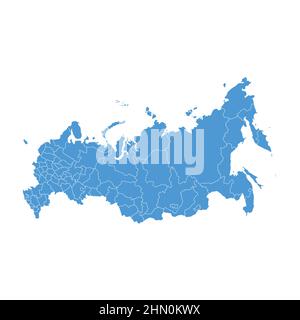 Russia administrative map with borders of regions Stock Vector