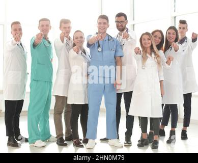 in full growth. successful medical professionals are pointing at you Stock Photo