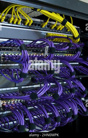 Data Cabinet Cabling back of data cabinet Stock Photo