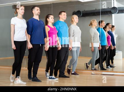 People fulfilling Celtic dance movements Stock Photo