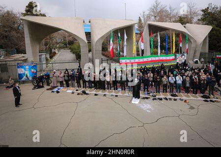 Tehran, Tehran, Iran. 11th Feb, 2022. Iranians take part in a ceremony marking the 43rd anniversary of the 1979 Islamic Revolution Iran on February 11, 2022. The event marks the 43rd anniversary of the Islamic revolution, which came ten days after Ayatollah Ruhollah Khomeini's returned from his exile in Paris to Iran, toppling the monarchy system and forming the Islamic Republic. (Credit Image: © Iranian Supreme Leader'S Office via ZUMA Press Wire) Stock Photo