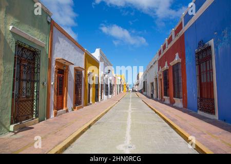 Pedestrian/Restuarant Street, Calle 59, Old Town, UNESCO Site, San Francisco de Campeche, State of Campeche, Mexico Stock Photo