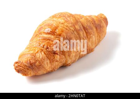 Butter Croissant isolated on white background, Homemade bakery concept Stock Photo
