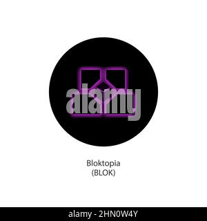 Bloktopia decentralized metaverse cryptocurrency platform vector logo coin icon isolated on white background. Vector illustration Stock Vector