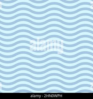 Pattern of blue wavy horizontal lines in flat style for print and design. Vector illustration. Stock Vector