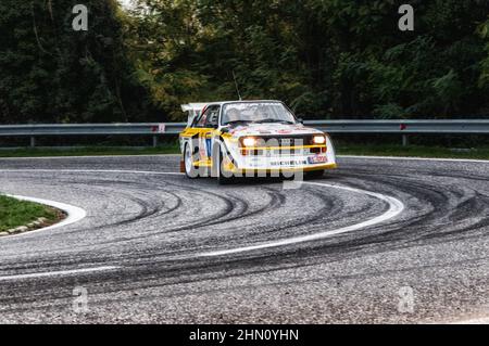 The AUDI SPORT QUATTRO S1 in old racing car rally THE LEGEND 2017 in San Marino Stock Photo