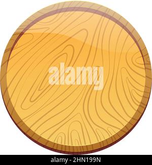 Wooden round tablet. Textured board, frame, tablet. Wooden Button, Game assets, ui interface, menu. Stock Vector