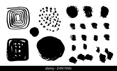 Strokes. Grunge design elements. Rectangular text boxes, speech bubbles. Stock Vector