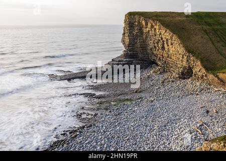 Nash Point and the Sphinx Rock on the Glamorgan Heritage Coast, South Wales, UK GB Stock Photo