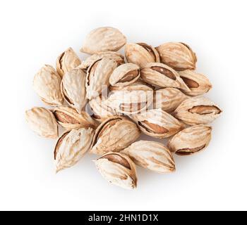 Heap of almonds isolated on white background Stock Photo