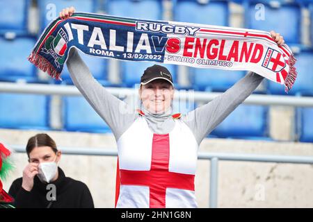 Rome, Italy. 13th Feb, 2022. Supporters of England before the Six Nations 2022 rugby union match between Italy and England on February 13, 2022 at Stadio Olimpico in Rome, Italy - Photo Federico Proietti/DPPI Credit: DPPI Media/Alamy Live News Stock Photo
