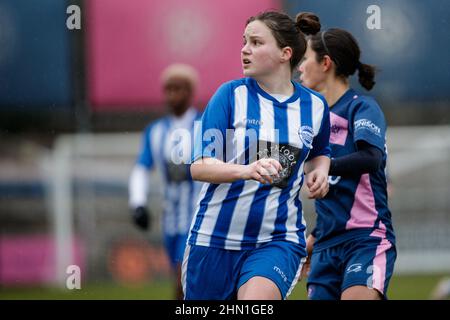 London, UK. 13th Feb, 2022. Jade Folkard (15 Aylesford) during the London and South East Regional Womens Premier game between Dulwich Hamlet and Aylesford at Champion Hill in London, England. Liam Asman/SPP Credit: SPP Sport Press Photo. /Alamy Live News Stock Photo