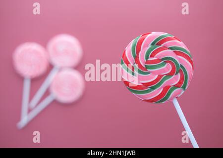 close up of lollipop candy on table  Stock Photo
