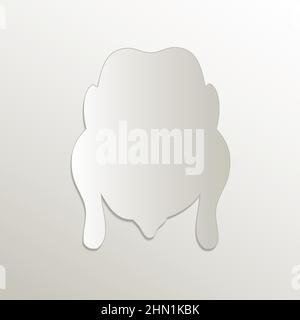 Chicken symbol icon, card paper 3D natural vector Stock Vector