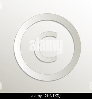 Copyright symbol, letter c icon, card paper 3D natural vector Stock Vector