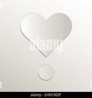 Heart exclamation mark symbol icon, card paper 3D natural vector Stock Vector