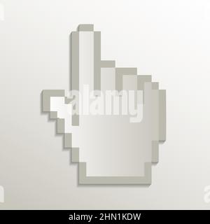 Hand pointer icon, card paper 3D natural vector Stock Vector
