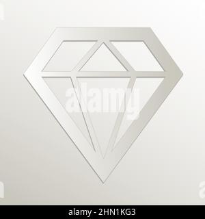 Diamond symbol icon, card paper 3D natural vector Stock Vector