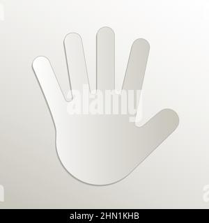 Hand symbol icon, card paper 3D natural vector Stock Vector