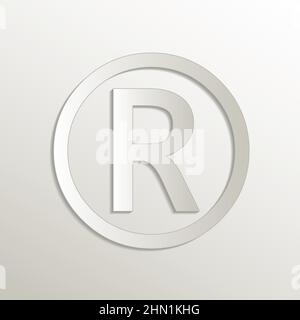Registered trademark symbol, letter r icon, card paper 3D natural vector Stock Vector