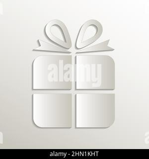 Gift icon, card paper 3D natural vector Stock Vector
