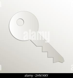 Key symbol icon, card paper 3D natural vector Stock Vector