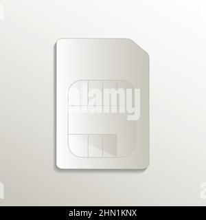 Sim card icon, card paper 3D natural vector Stock Vector