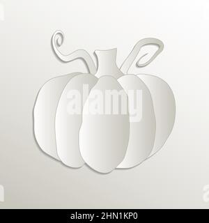 Pumpkin symbol icon, card paper 3D natural vector Stock Vector