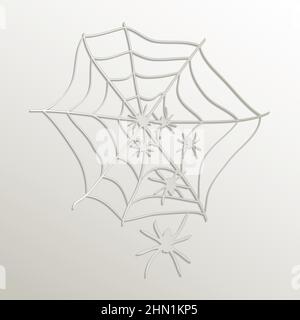 Spider web with spiders symbol icon, card paper 3D natural vector Stock Vector