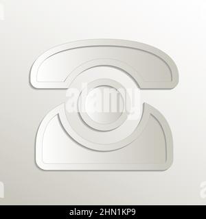 Phone symbol icon, card paper 3D natural  vector Stock Vector