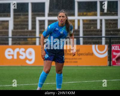 Bromley, Kent, UK. 13th Feb, 2022. Bromley FC Stadium, Hayes Lane, Bromley, Kent 13th February 2022 Harley Bennett (14 Captain London City Lionesses) waits for a corner in the match between Crystal Palace Women vs London City Lionesses in the Women's FA Championship at Bromley FC Stadium, Hayes Lane, Bromley on 13th February 2022 Claire Jeffrey/SPP Credit: SPP Sport Press Photo. /17�Թ����� Live News Stock Photo