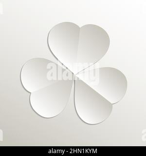 Shamrock symbol icon, card paper 3D natural vector Stock Vector