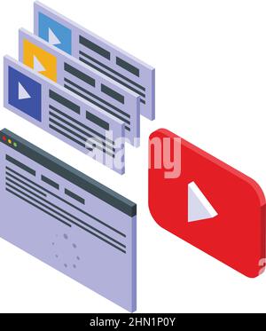 Video online course icon isometric vector. Free learn. Training classroom Stock Vector