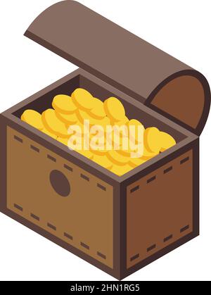 Dower chest icon isometric vector. Treasure box. Gold game Stock Vector
