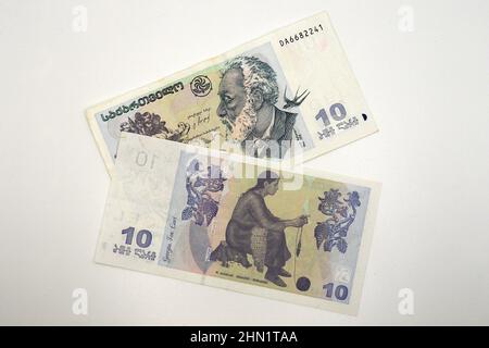 ten (10) lari banknote, Georgian lari (GEL), Georgia, Europe Stock Photo