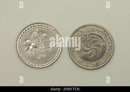 ten (10) tetri coins, Georgian lari (GEL), Georgia, Europe Stock Photo